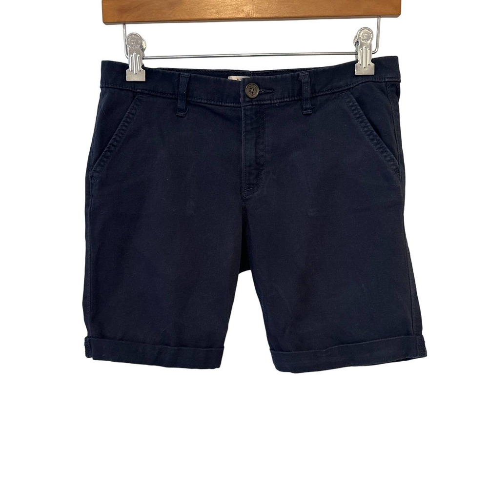 Abercrombie Kids Navy Blue Chino Shorts Boys Size 16 Stretch Cotton Cuffed Hem
